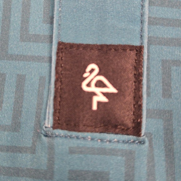 BYRDGANG Men's Polo Shirt Teal Blue Geometric Print Short Sleeve Golf Size 2XL - Picture 6 of 8